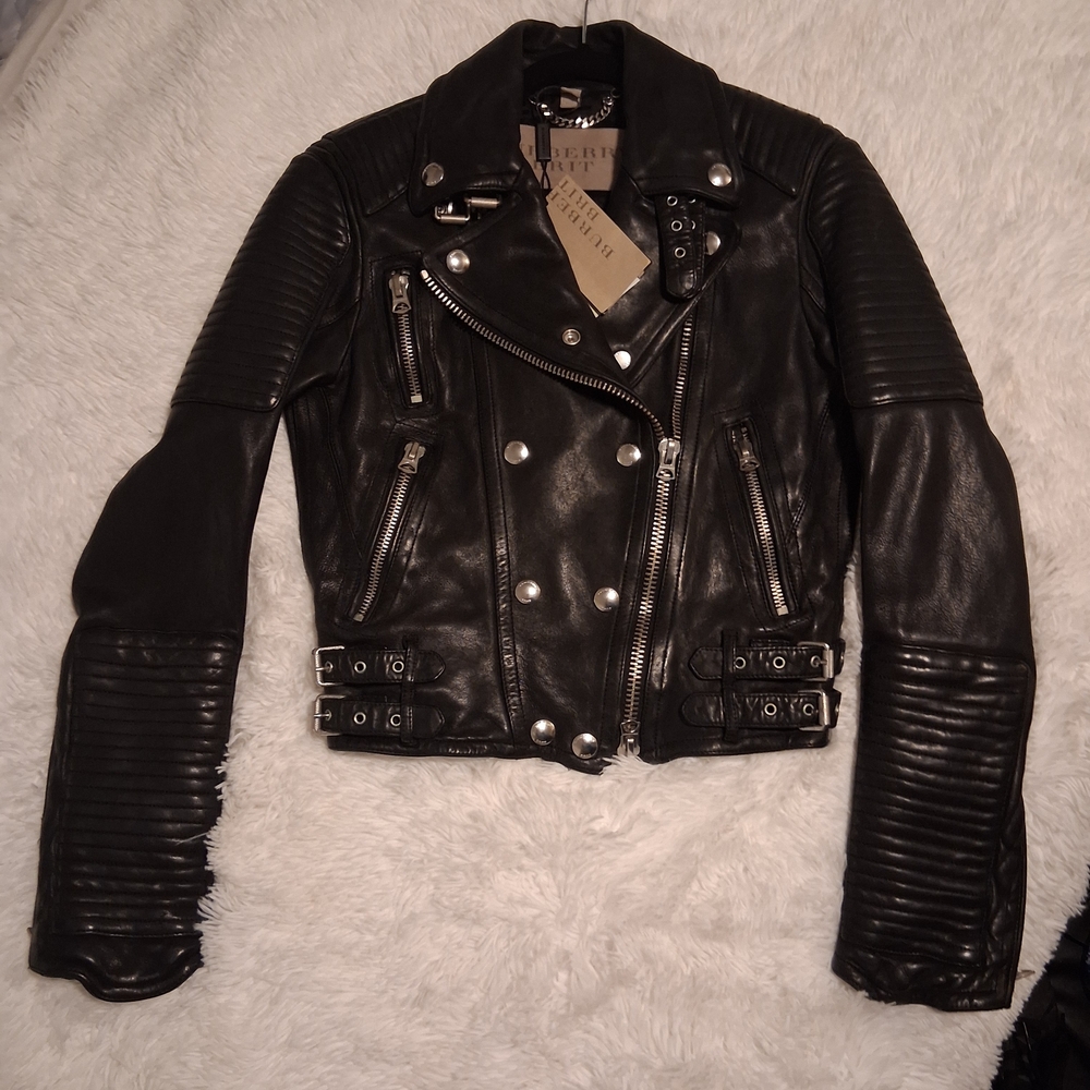 NWT BURBERRY ICONIC LEATHER JACKET sz 6